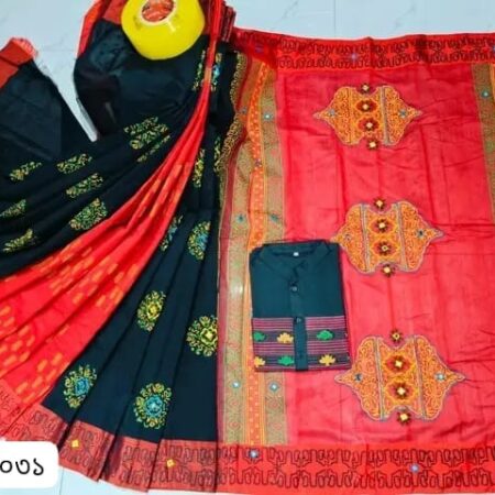 ধুপিয়ান সিল্ক শাড়ীতে ব্লক প্রিন্ট কাজ করা ও ধুপিয়ান সিল্ক পানজাবি তে ব্লক প্রিন্ট কাজ